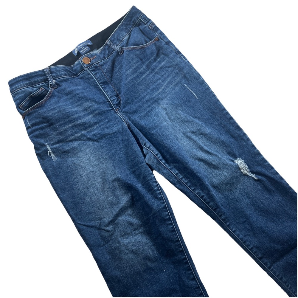 Democracy Jeans Womens 14 Blue Ab Technology Skyrise Wide Leg Crop Utility‎